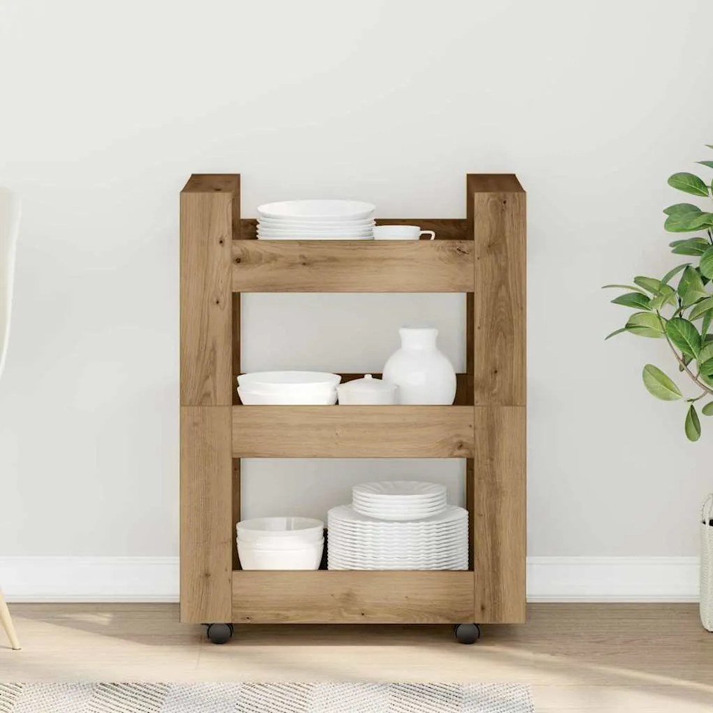 vidaXL Κουζίνα Τρόλεϊ Artisan Oak 60x45x80 εκ. Μηχανική Ξυλεία