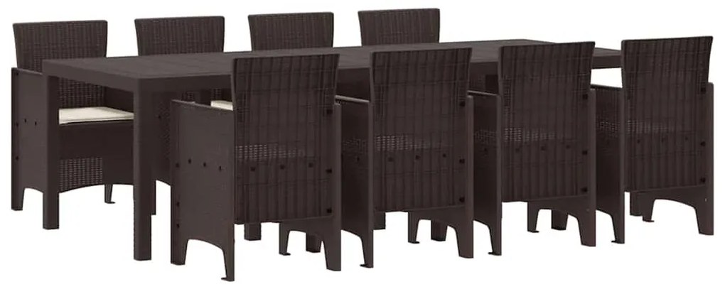 vidaXL Σέτ φαγητού για κήπο 9 pcs Καφέ Rattan Polt