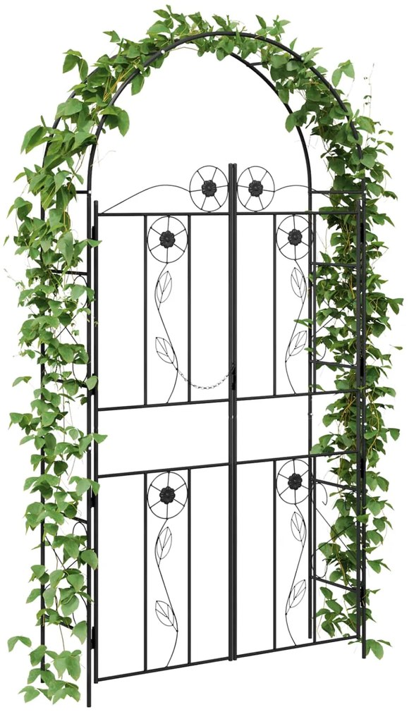 vidaXL Κήπος Αψίδα Μονόχρωμο Μαύρο 115 x 37 x 226 εκ