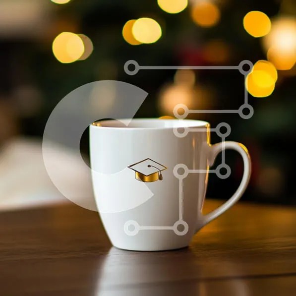 Intra Συλλεκτικό Ξύλινο Παζλ Plywood 4mm - Φλιτζάνι καφέ αποφοίτησης με φόντο Bokeh Σε Ξύλινο Κουτί - Διαστάσεις: 10x10 cm – 25 κομμάτια