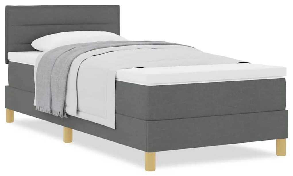 vidaXL Κρεβάτι box spring με στρώμα Σκούρο Γκρι 80 x 200 cm ύφασμα