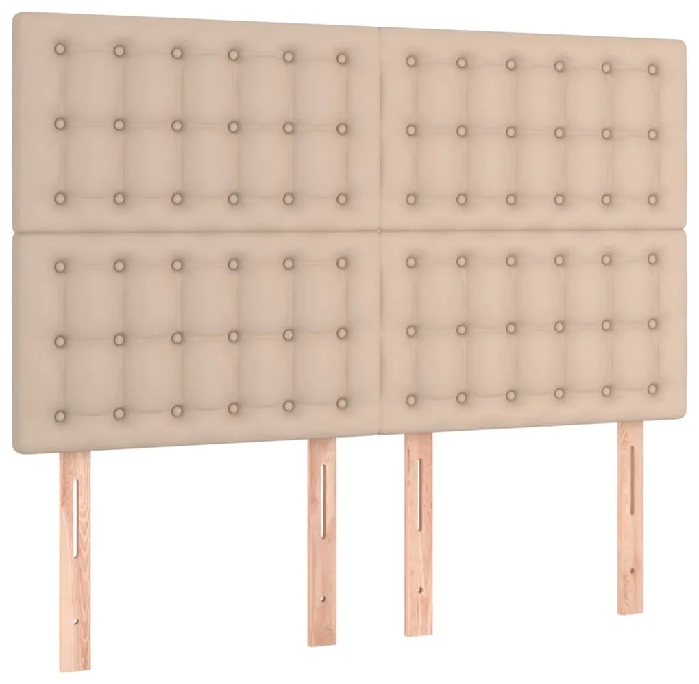 vidaXL Κρεβάτι Boxspring με Στρώμα Καπουτσίνο 140x190εκ.από Συνθ.Δέρμα