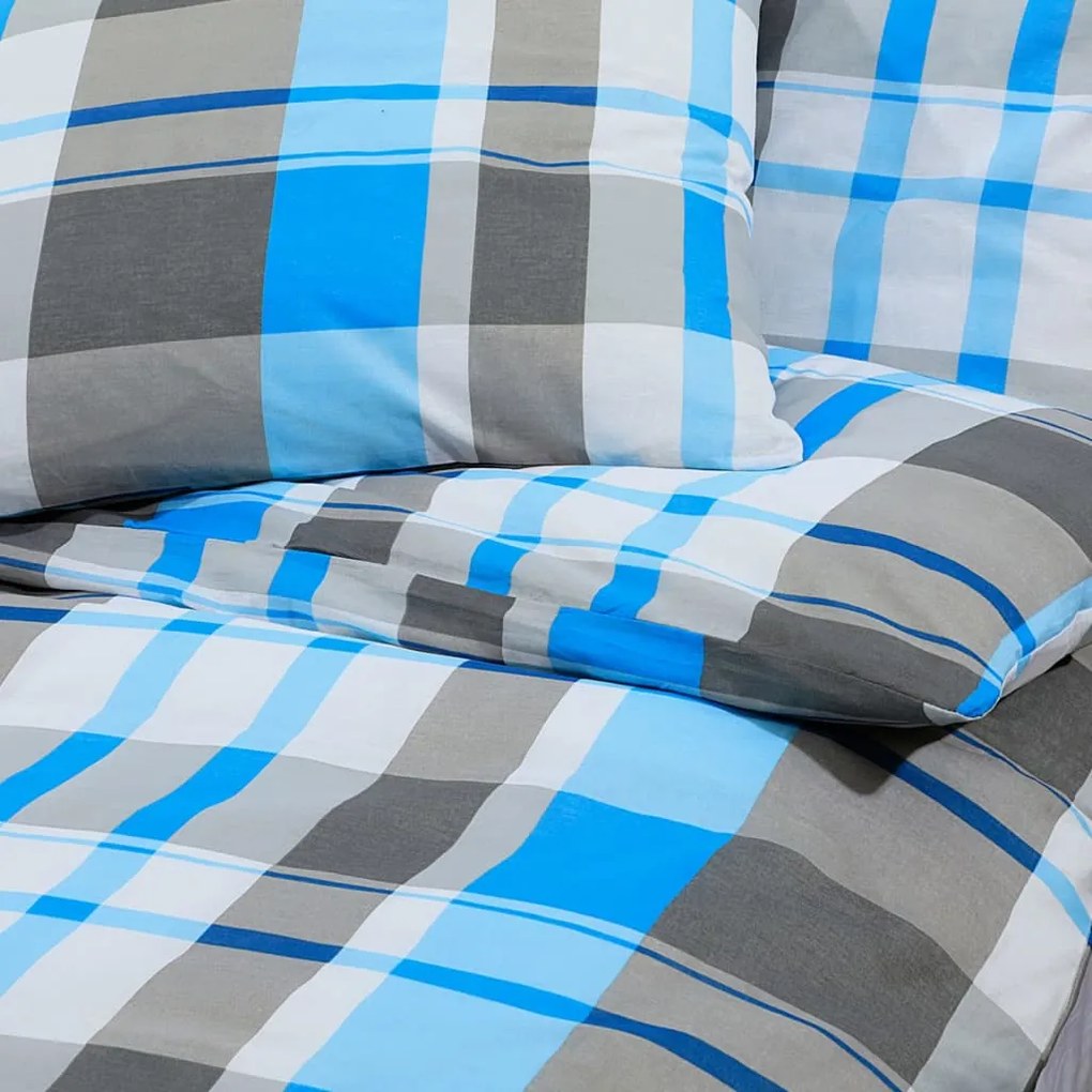 vidaXL Σετ Παπλωματοθήκης Μπλε και Γκρι 225x220 εκ. Βαμβακερό