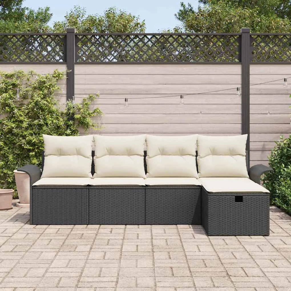 vidaXL Σετ Καναπέ Κήπου 5 pcs Μαύρο και κρεμ 251 x 117 x 85 εκ.