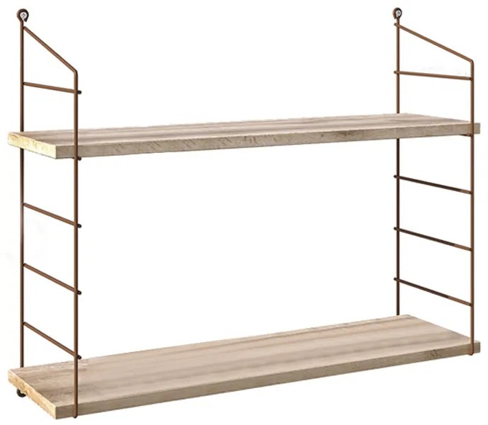 Ραφιέρα τοίχου Armoni Megapap χρώμα sacramento oak - καφέ μέταλλο 72x20x58εκ.