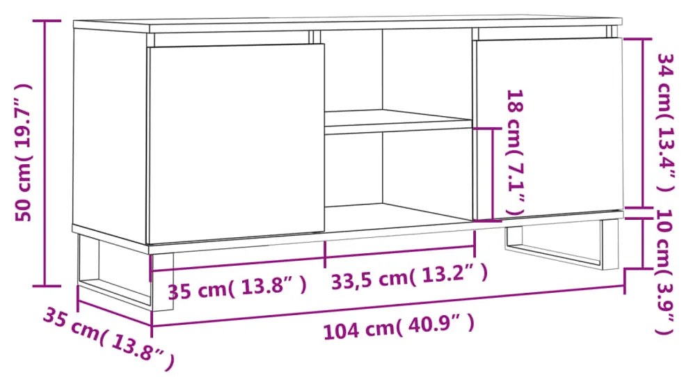 Έπιπλο Τηλεόρασης Γκρι Σκυροδ. 104 x 35 x 50 εκ. Επεξεργ. Ξύλο - Γκρι