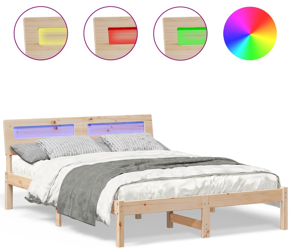 vidaXL Σκελετός Κρεβατιού Καφέ 140 x 190 cm Συμπαγές ξύλο πεύκου