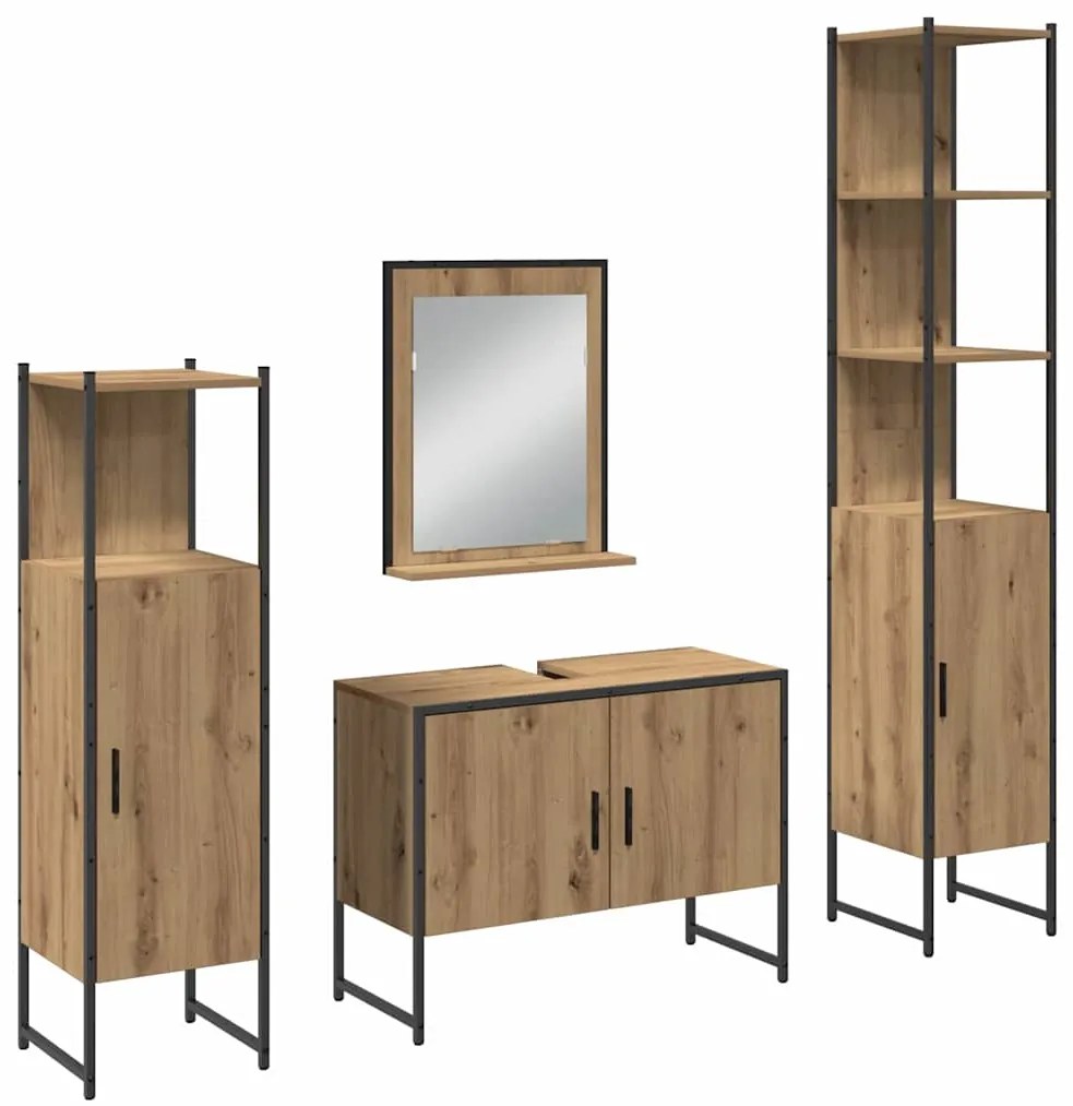 vidaXL Σετ Επίπλων Μπάνιου με αποθήκευση 4 pcs Καφέ 33 x 33 x 185.5 εκ