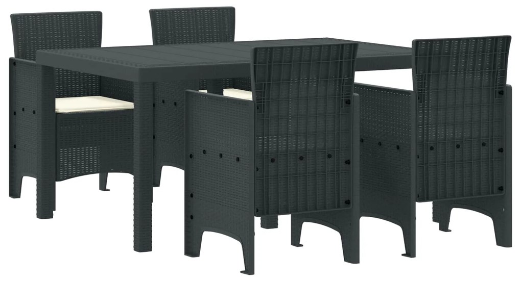 Σέτ φαγητού για κήπο 5 pcs Ανθρακί Rattan Polt