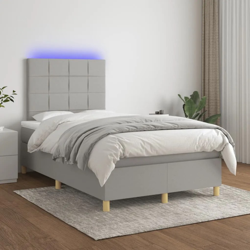 ΚΡΕΒΑΤΙ BOXSPRING ΜΕ ΣΤΡΩΜΑ &amp; LED ΑΝ.ΓΚΡΙ 120X190ΕΚ. ΥΦΑΣΜΑΤΙΝΟ 3270246