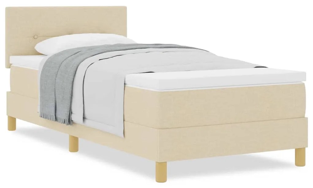 vidaXL Κρεβάτι box spring με στρώμα με στρώμα Κρεμ 80 x 200 cm ύφασμα