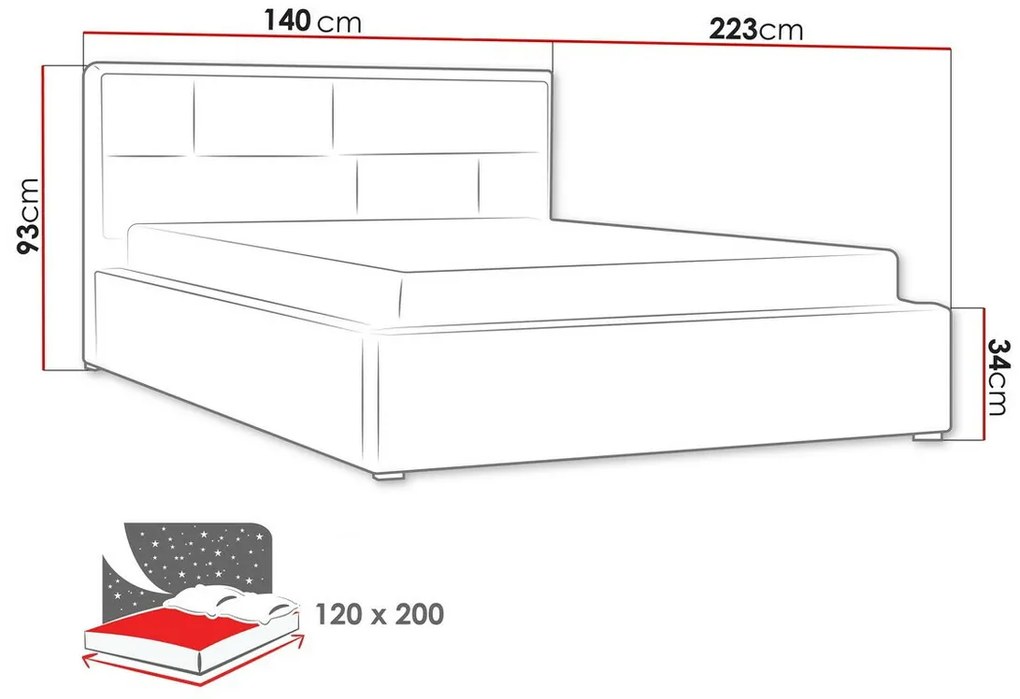 Κρεβάτι Pomona 104, Μονόκλινο, Μαύρο, 120x200, Ταπισερί, Τάβλες για Κρεβάτι, 140x223x93cm, 75 kg | Epipla1.gr