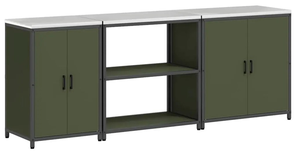 vidaXL Σετ Αποθήκευσης Κουζίνας 3 pcs Ελιά Πράσινη 210 x 50 x 92 εκ