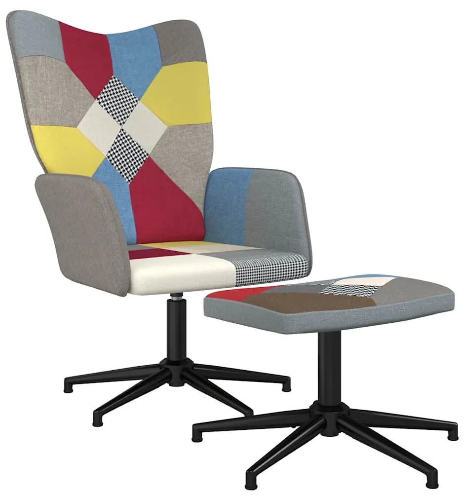 vidaXL Πολυθρόνα Relax Σχέδιο Patchwork Υφασμάτινη με Σκαμπό