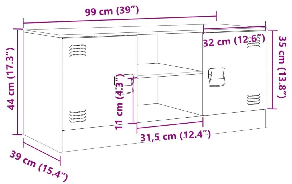 Έπιπλο Τηλεόρασης Μαύρο 99x39x44 εκ. από Ατσάλι - Μαύρο