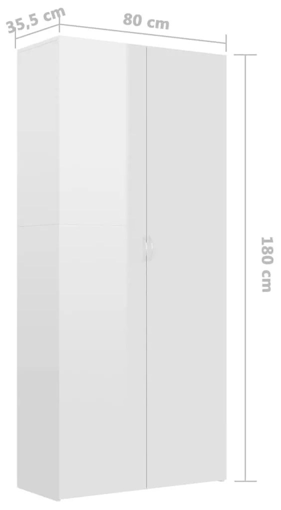 Παπουτσοθήκη Γυαλιστερό Λευκό 80x35,5x180 εκ. από Επεξ. Ξύλο - Λευκό