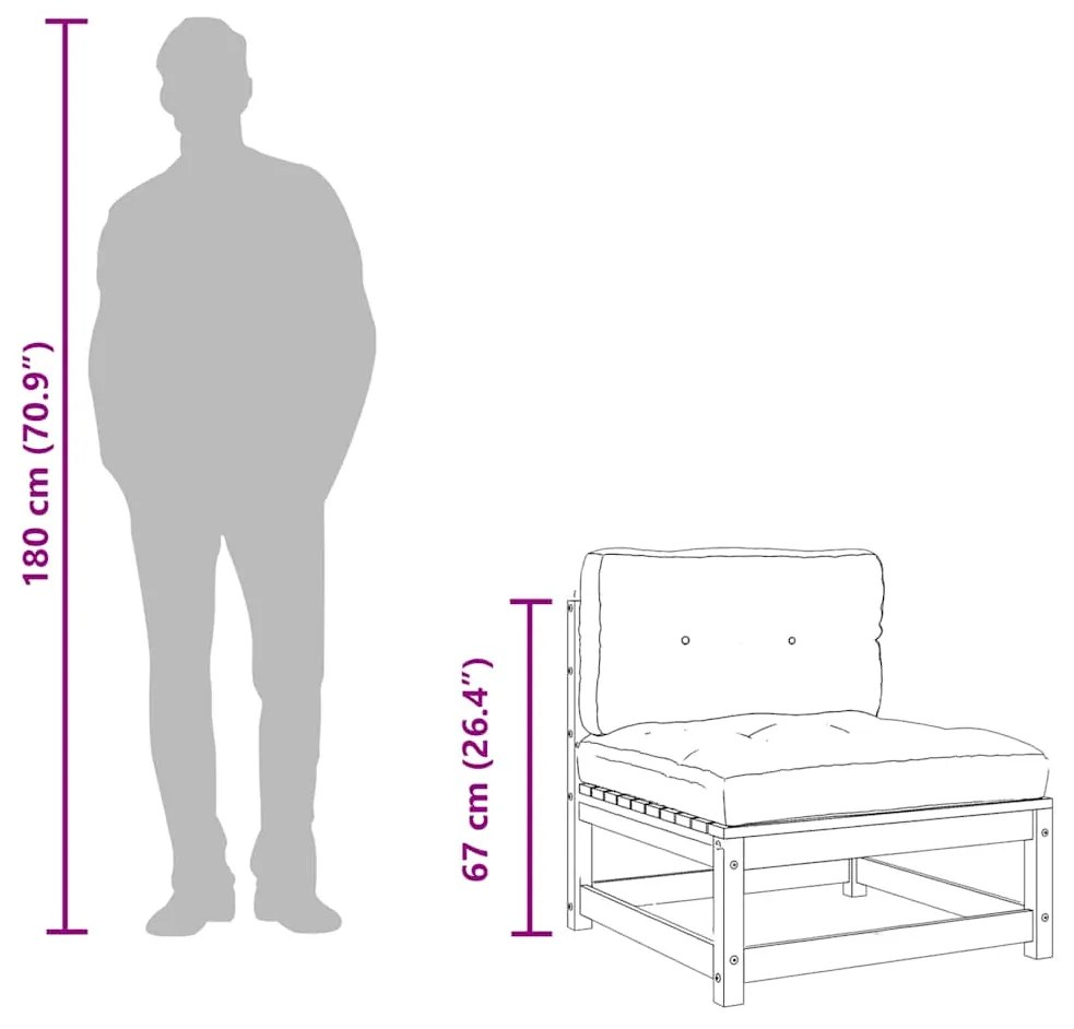 Καναπές Κήπου Χωρίς Μπράτσα Μασίφ Ψευδοτσούγκα με Μαξιλάρια 838083