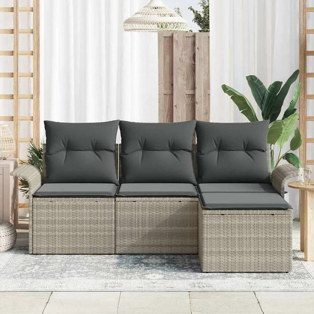 vidaXL Σετ Καναπέ Κήπου 4 pcs Γκρι 55 x 55 x 37εκ συνθετικό ρατάν