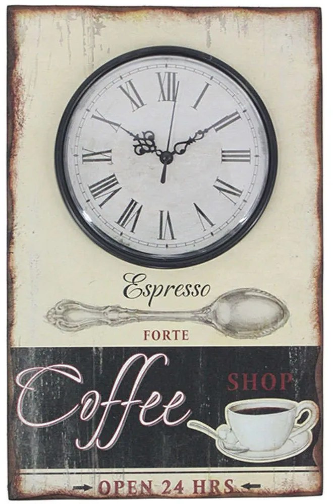 Ρολόι Τοίχου Coffee 15-00-15736 23x36cm Multi Marhome Ξύλο,Γυαλί