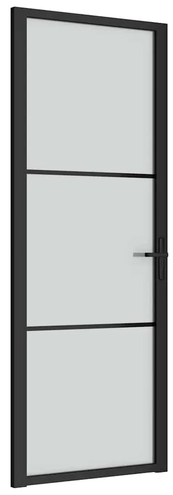 vidaXL Εσωτερική Πόρτα 76x201,5 εκ. Μαύρο Ματ Γυαλί και Αλουμίνιο