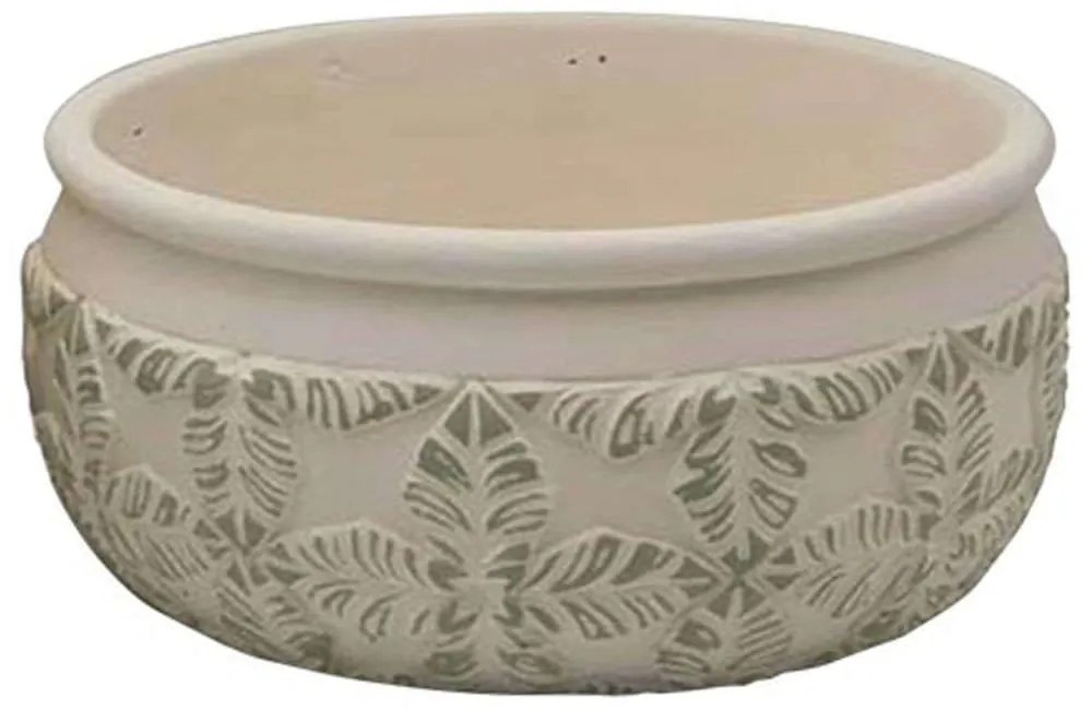 Κασπώ Φύλλα 06-00-23459 Φ20x9cm Ecru-Green Marhome Ceramic