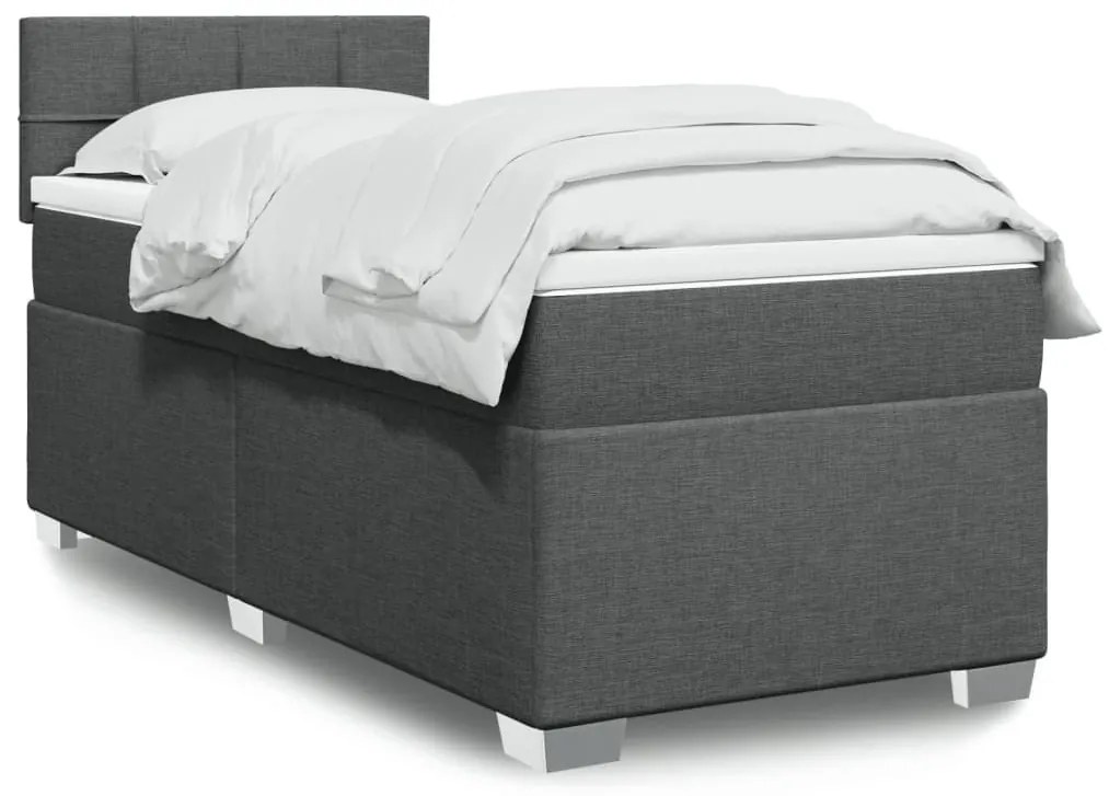 ΚΡΕΒΑΤΙ BOXSPRING ΜΕ ΣΤΡΩΜΑ ΣΚΟΥΡΟ ΓΚΡΙ 100X200 ΕΚ. ΥΦΑΣΜΑΤΙΝΟ 3288100