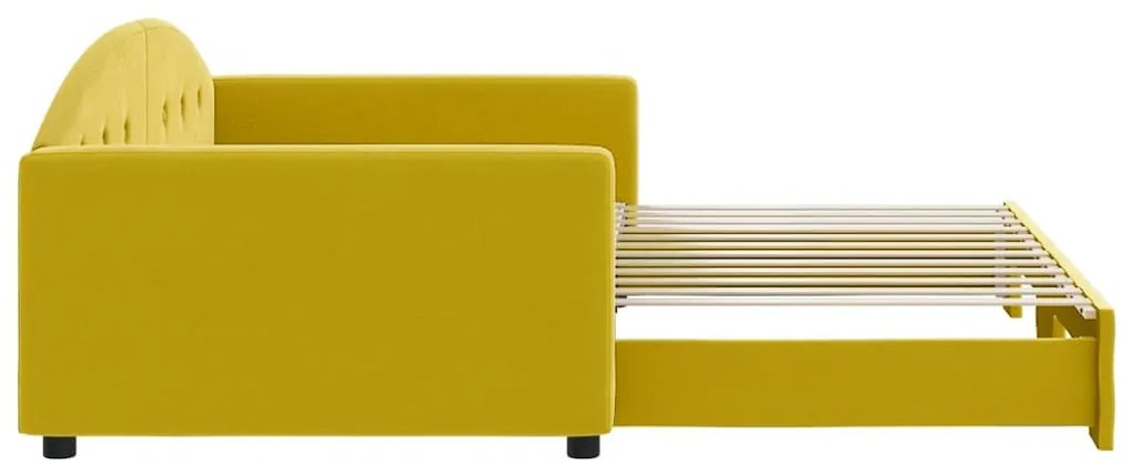 vidaXL Καναπές Κρεβάτι Συρόμενος Κίτρινος 100x200 εκ. Βελούδινος