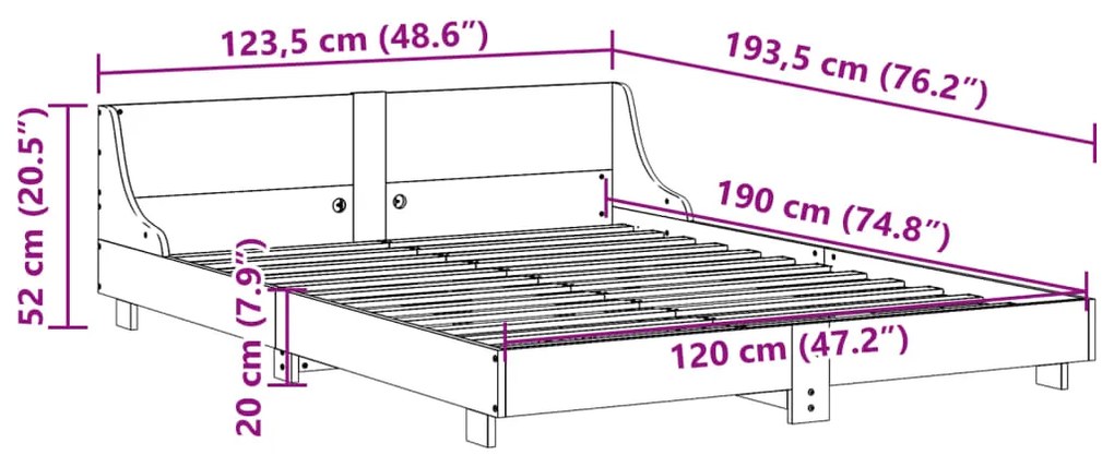 ΣΚΕΛΕΤΟΣ ΚΡΕΒ. ΧΩΡΙΣ ΣΤΡΩΜΑ ΛΕΥΚΟ 120X190 ΕΚ ΜΑΣΙΦ ΠΕΥΚΟ 850747