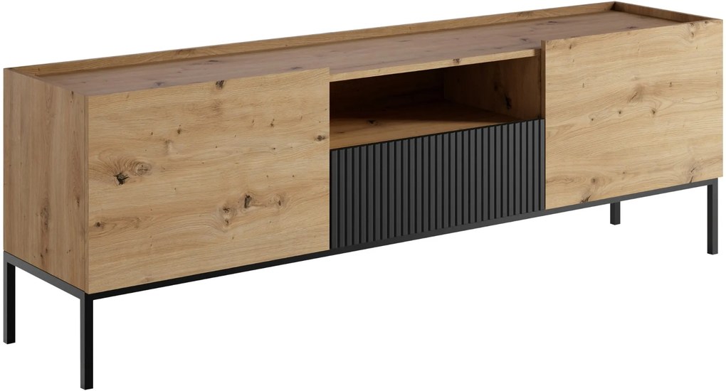 Έπιπλο τηλεόρασης Como 2D1SZ-Fusiko-Mavro - 180.00Χ60.00Χ42.00cm