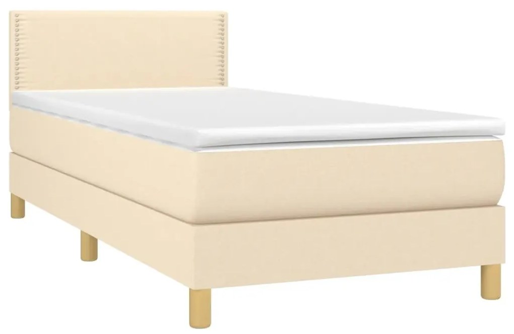 Κρεβάτι Boxspring με Στρώμα Κρεμ 100 x 200 εκ. Υφασμάτινο - Κρεμ