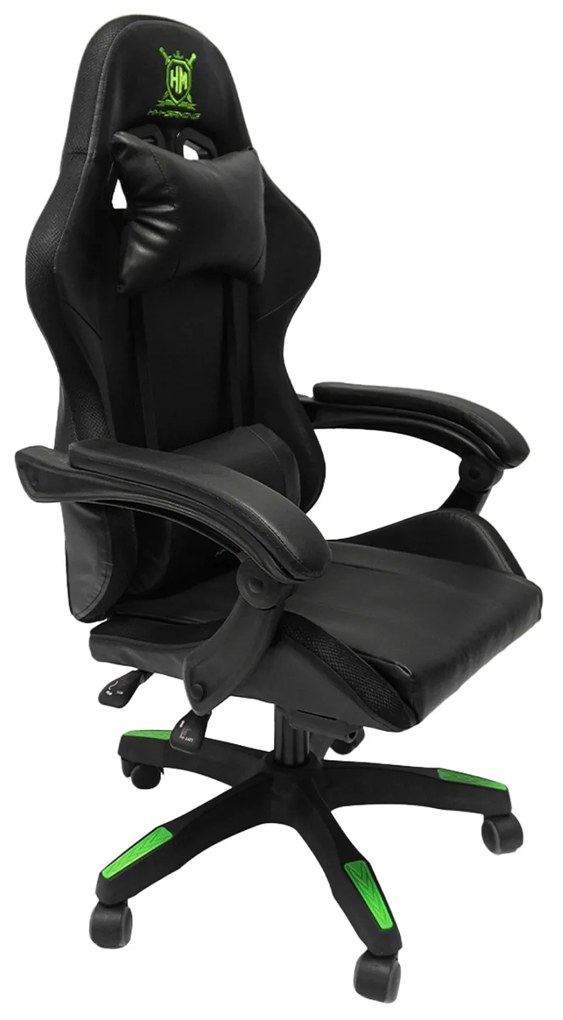 ΠΟΛΥΘΡΟΝΑ GAMING DARREN HM1203.03 ΜΑΥΡΟ-ΠΡΑΣΙΝΟ PVC &amp; NYLON 58.5x100x120Υεκ.