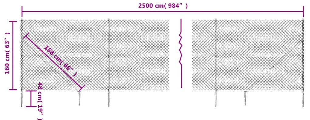 vidaXL Συρματόπλεγμα Περίφραξης Πράσινο 1,6 x 25 μ. με Καρφωτές Βάσεις