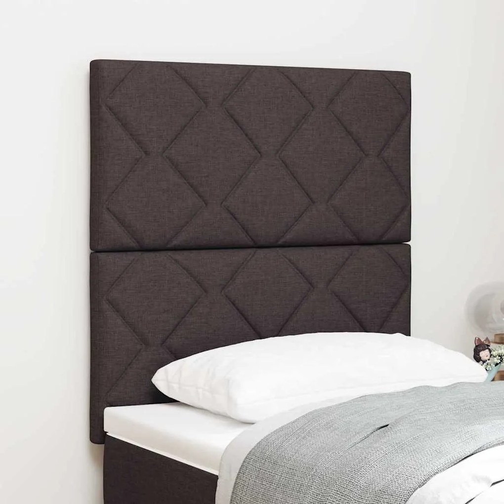 vidaXL LED Κεφαλάρι Σχέδιο Διαμαντιών Σκούρο Καφέ 80 εκ Ύφασμα