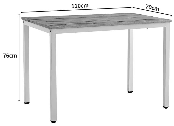 Τραπέζι Witte MDF/Metal σε sonoma απόχρωση με λευκο πόδι 110x70x76εκ 110x70x76 εκ.