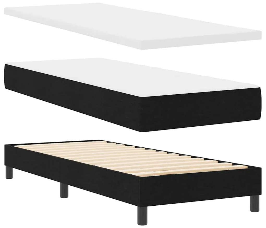 vidaXL Κρεβάτι box spring με στρώμα με στρώμα Μαύρο 80 x 200 cm ύφασμα