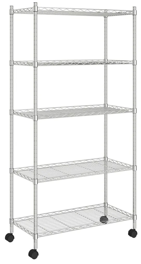 vidaXL Ραφιέρα 5 Επιπέδων με Τροχούς Χρωμέ 75x35x155 εκ. 250 κ.