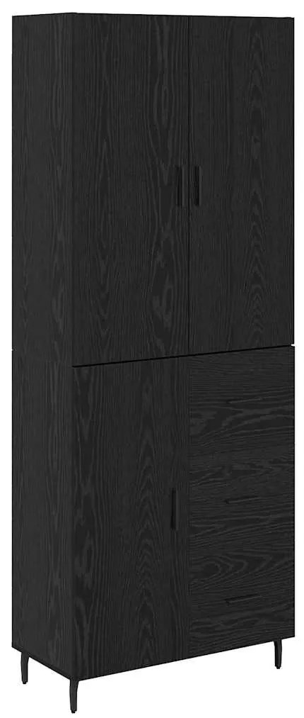 vidaXL Highboard με συρτάρι 2 pcs Μαύρη δρυς Σύνθετο Ξύλο και Γυαλί
