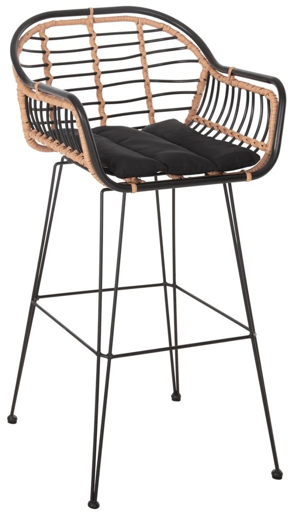 ΣΚΑΜΠΟ ΜΠΑΡ ALLEGRA  ΜΕΤΑΛΛΟ&amp;ΜΑΞΙΛΑΡΙ ΜΑΥΡΟ-WICKER ΜΠΕΖ 55x54x108Υεκ. 55x54x108 εκ.
