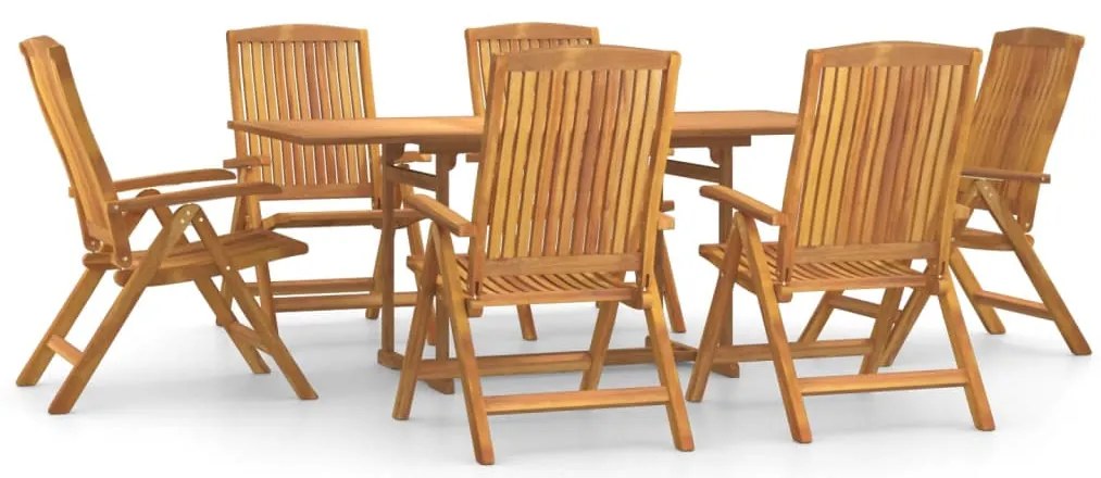 vidaXL Σετ Τραπεζαρίας Κήπου 7 Τεμαχίων από Μασίφ Ξύλο Teak
