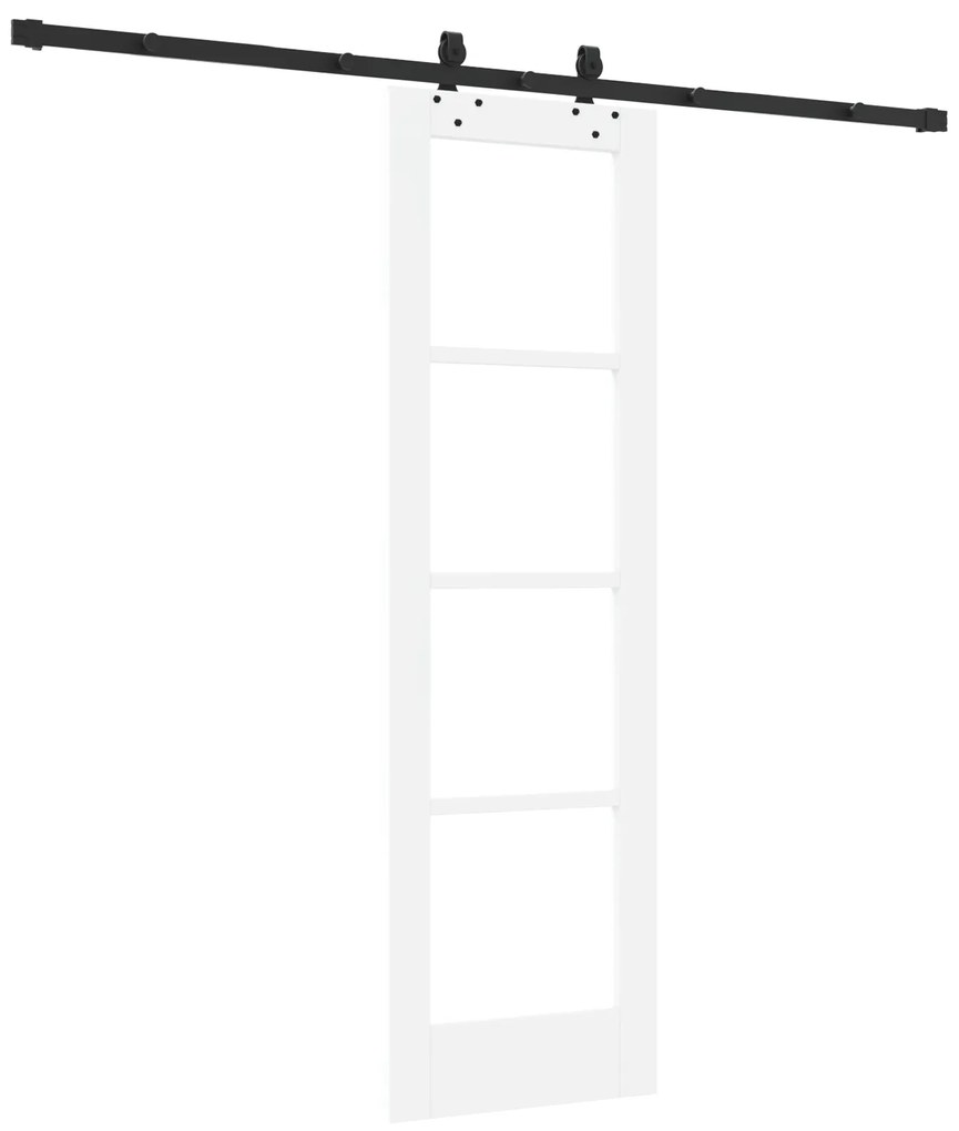 vidaXL Συρόμενη Πόρτα  με Σετ Υλικών Λευκή 61x198.5 εκ. Συμπαγές Ξύλο Πεύκου