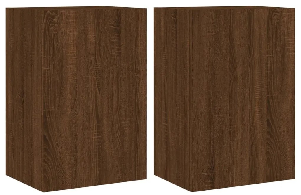 vidaXL Έπιπλα Τοίχου Τηλ. 2τεμ Καφέ Δρυς 40,5x30x60 εκ. Επεξ. Ξύλο