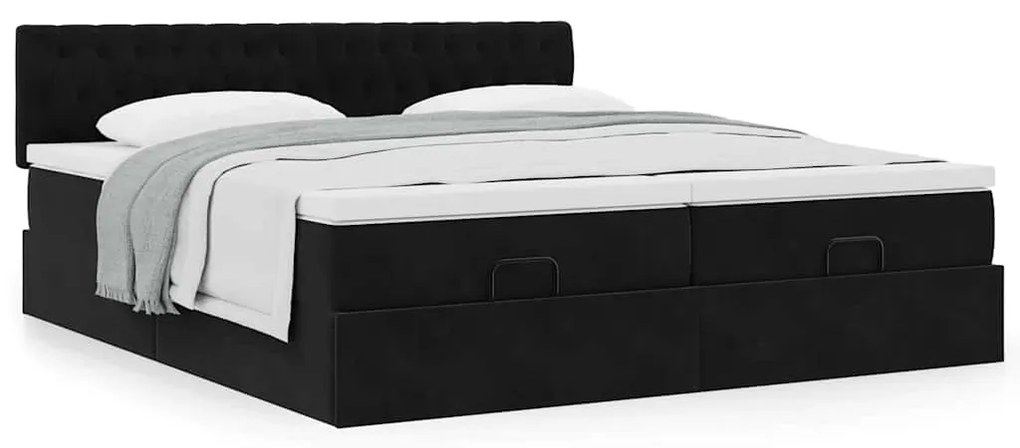 Οθωμανικό κρεβάτι με στρώματα Μαύρο 180x200cm Velvet 3312094