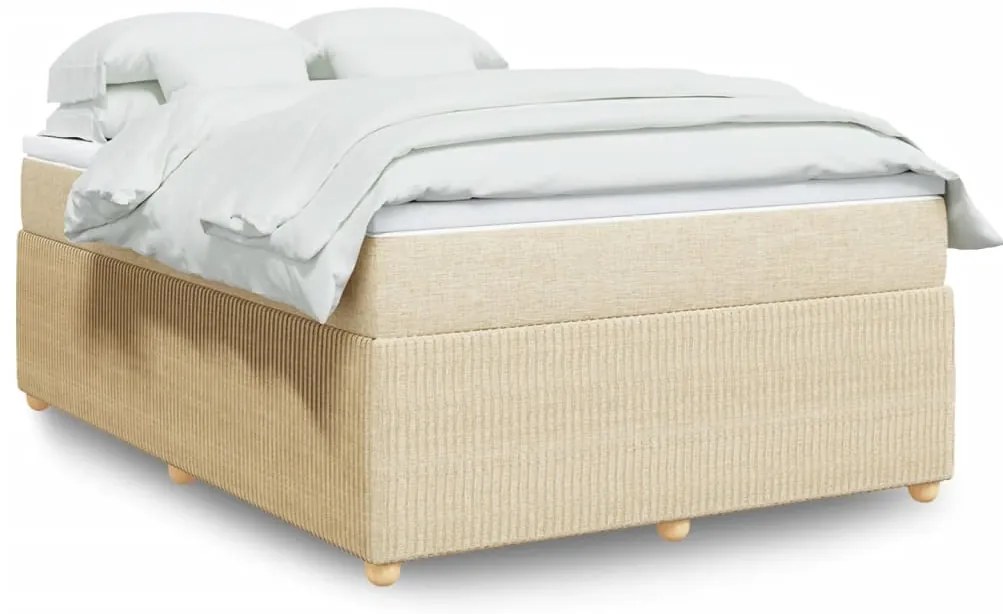 vidaXL Κρεβάτι Boxspring με Στρώμα Κρεμ 140x200 εκ. Υφασμάτινο