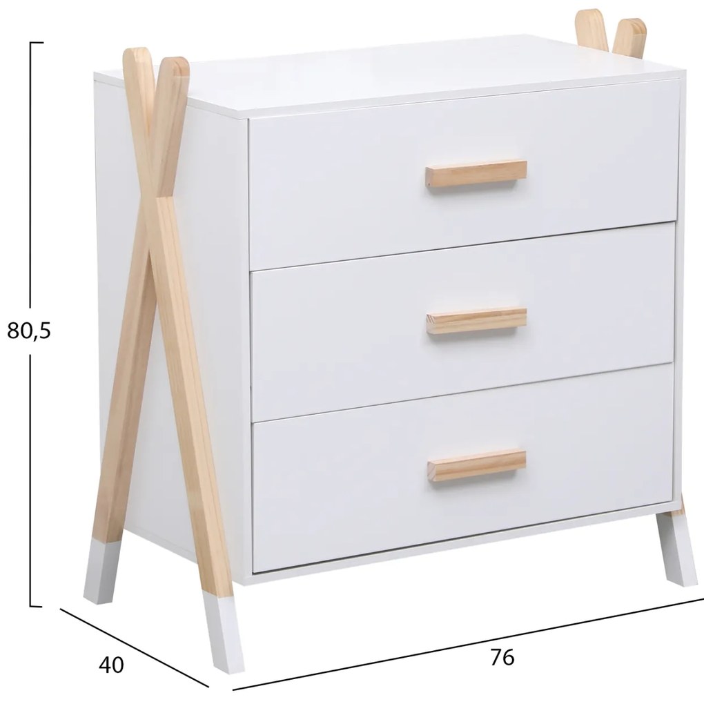 ΣΥΡΤΑΡΙΕΡΑ ΠΑΙΔΙΚH PASCHAL HM2493.03 ΜΕΛΑΜΙΝΗ-ΞΥΛΟ ΠΕΥΚΟΥ 76x40x80.5Υεκ (1 Τεμμάχια)
