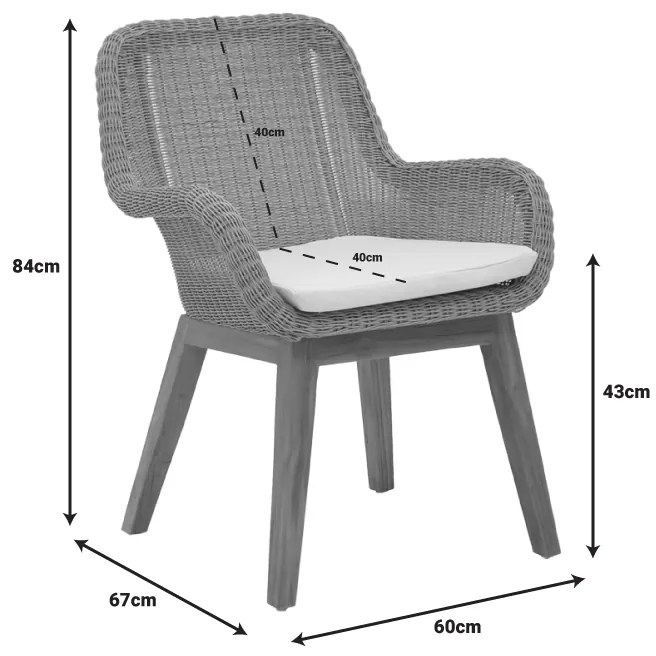 Πολυθρόνα Charlen pakoworld σκελετός αλουμινίου με teak πόδι σε φυσική απόχρωση και κρεμ μαξιλάρι 60x67x84εκ - 334-000003