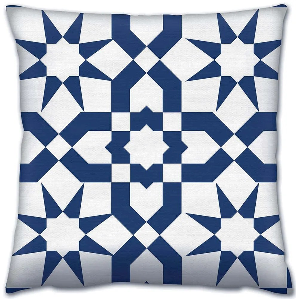 Μαξιλάρι Διακοσμητικό (Με Γέμιση) 417GRV2107 White-Blue Aberto Design 43X43 Polyester,Βαμβάκι