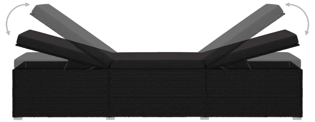 vidaXL Ξαπλώστρα Μαύρη από Συνθετικό Ρατάν με Μαξιλάρι