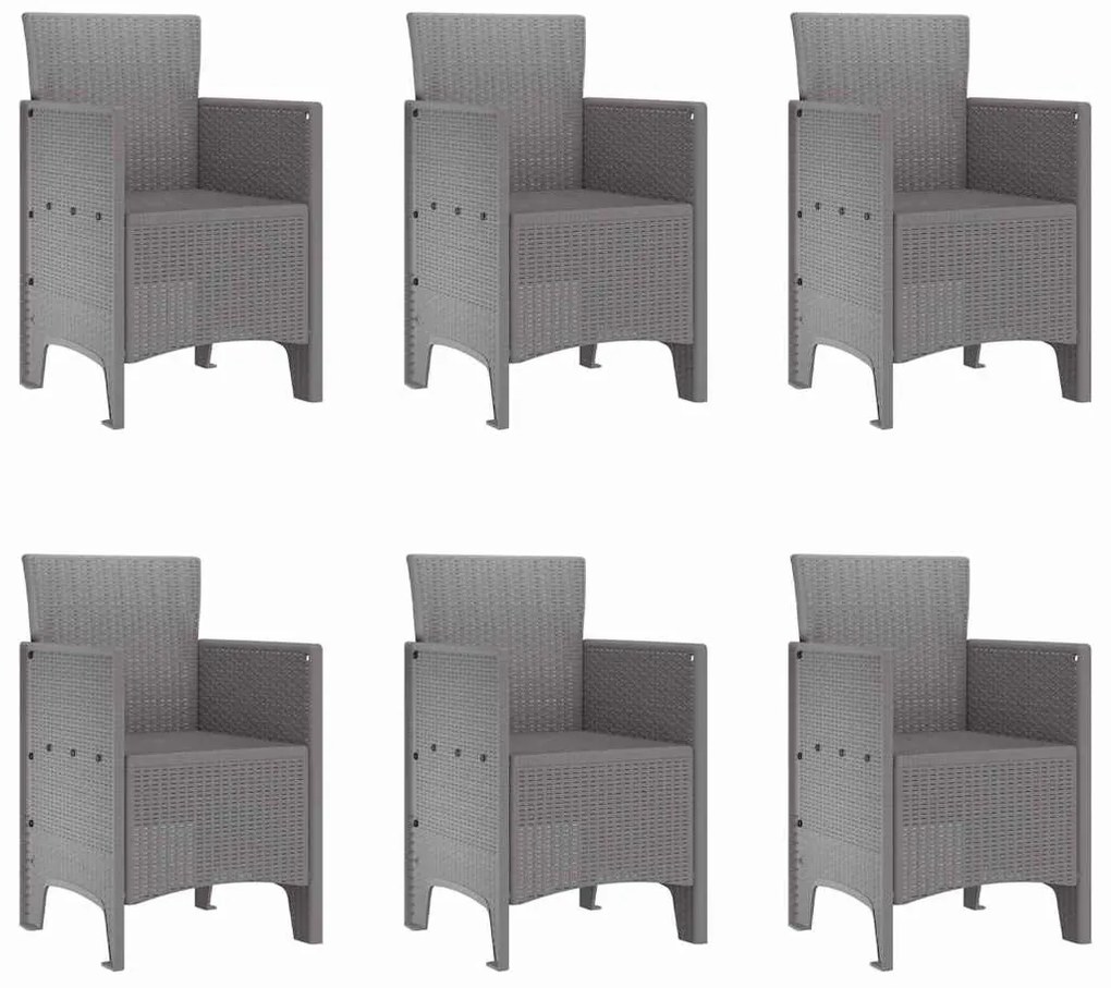 vidaXL Σέτ φαγητού για κήπο 7 pcs Ανοιχτό γκρι Rattan Polt