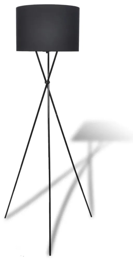 Φωτιστικό Δαπέδου με Καπέλο και Ψηλή Βάση Μαύρο