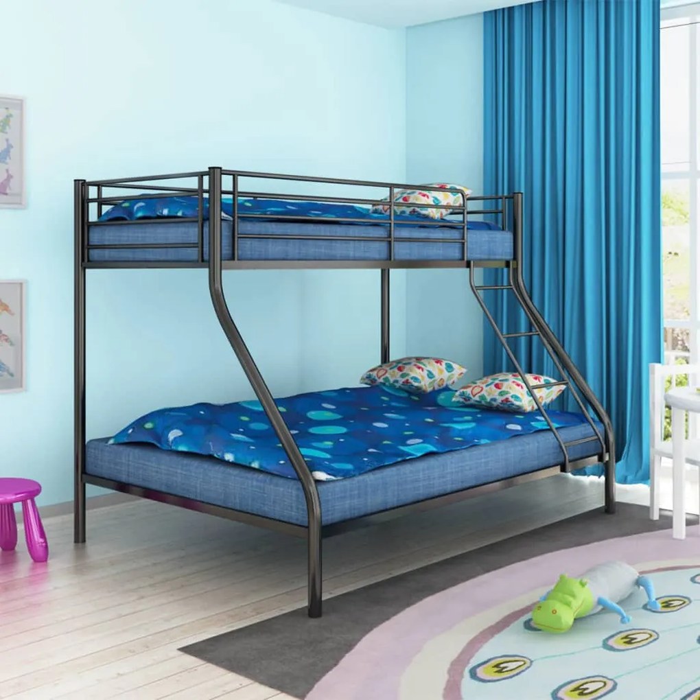 vidaXL Πλαίσιο Κουκέτας Παιδικής Μαύρο 140x200/90x200 εκ. Μεταλλικό